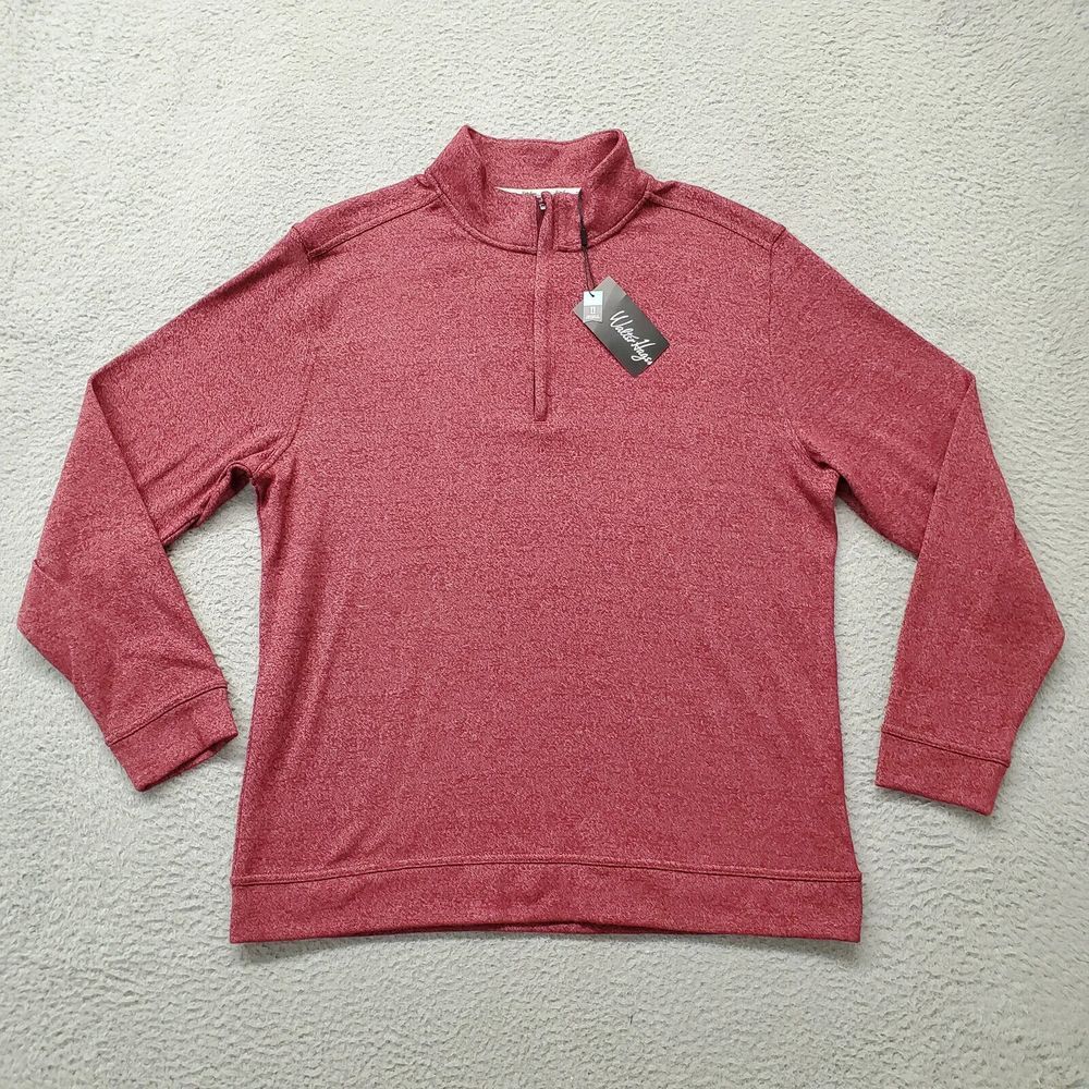 Walter Hagen Sweater Mens Large Red 1/4‎ Zip Breathable Golf Outdoors Stretch